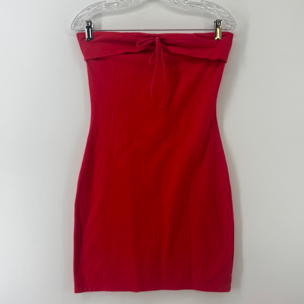 Wild Fable Womens Red Strapless Tube Bodycon Mini Dress Size Medium Tie Front